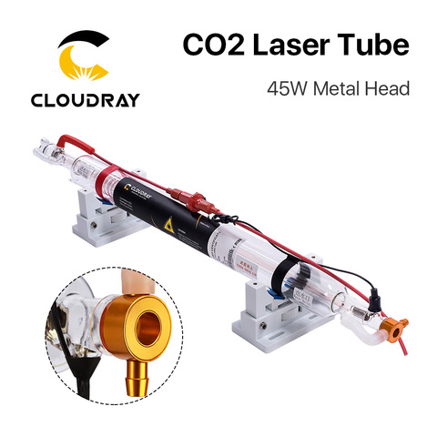 Cloudray 45-50 W Co2 láser de tubo de Metal cabeza 850mm Tubo de vidrio para CO2 de grabado láser, máquina de corte ► Foto 1/6