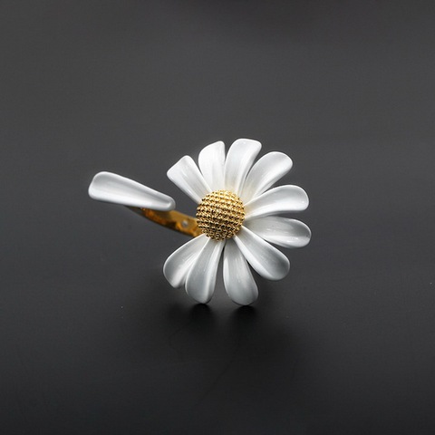 Anillo de apertura sencilla para mujer, sortija elegante Vintage, flor Margarita esmaltada, blanco de primavera, joyería, regalos de fiesta, novedad de 2022 ► Foto 1/6