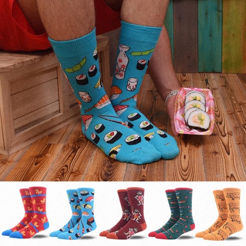 Calcetines divertidos de boda SOPLCAALCK Calcetines de Hombre de dibujos animados Animal Pug mono comida Sushi Calcetines creativos para hombres Calcetines Hombre Divertido Skarpetki ► Foto 1/6