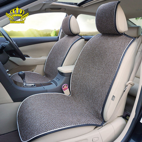 Fundas de lino para asiento de coche, cubiertas universales para asiento delantero de coche, accesorios para asientos de cuatro estaciones, funda de cojín protectora ► Foto 1/6