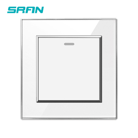 SRAN-Interruptor de luz de pared UK, 1gang 1/2/3way, panel acrílico de cristal blanco de 16A 250V, 86mm * 86mm con película protectora ► Foto 1/6