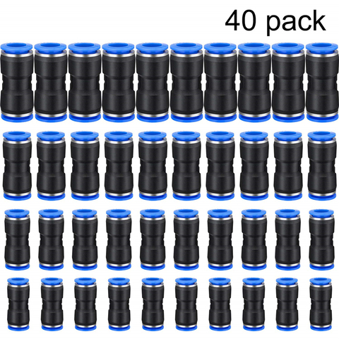 40 Uds Accesorios Neumáticos directamente a conector de plástico 6/8/10/12mm conector de tráquea de PU y de aire y agua de la manguera de Gas de tubo de ► Foto 1/6