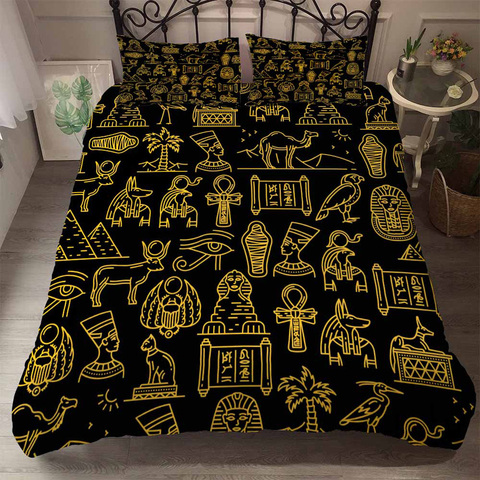 Juego de cama de lujo del antiguo egipcio, juego de edredón 3D, ropa de cama doble, sin sábanas, 200x200 ► Foto 1/6