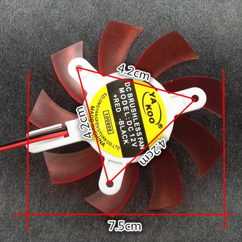 Ventilador Super silencioso de 75mm cc 12V, 42x42x42mm, diámetro del paso del orificio 75x15MM, para aspas de ventilador para tarjeta gráfica 9800GT 9600GT ► Foto 1/5