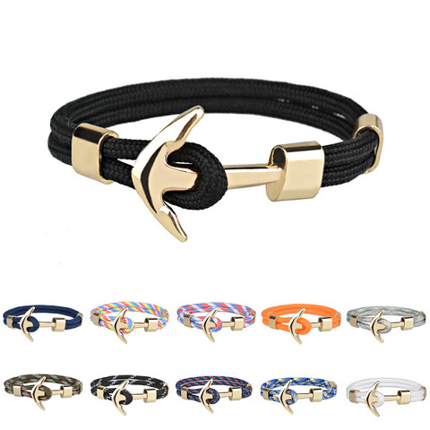 Kirykle gran oferta pulseras de pareja pulseras de ancla de aleación de moda brazaletes pulseras de cuerda trenzadas de poliéster para mujeres y hombres regalos ► Foto 1/6