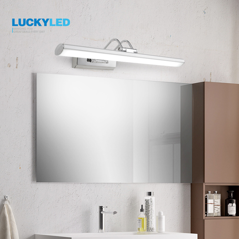 LUCKYLED-Lámpara Led de acero inoxidable para baño, candelabro resistente al agua de 12W, 42CM, AC90-260v, accesorio de iluminación de pared, lámpara moderna para espejo ► Foto 1/6