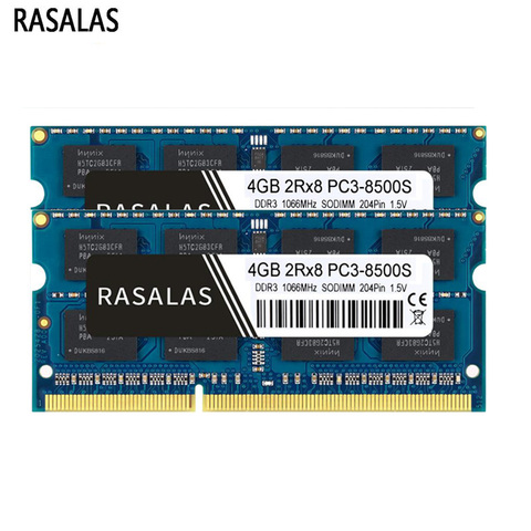 Rasalas RAM Memoria portátil DDR3 DDR3L 1,5 V 1,35 V 8500, 10600, 12800, 1066, 1333, 1600 204pin SODIMM RAM Memoria portátil CL7 CL9 CL11 ► Foto 1/6