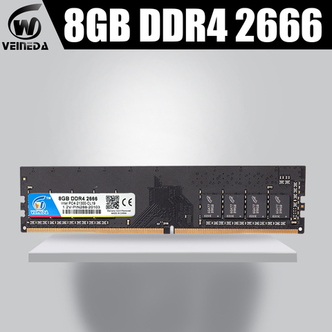 VEINEDA memoria Ram DDR4 8GB 2666MHZ PC4-17000 284pin 1,2 V para Intel AMD 8GB ddr4 2133 compatible 2400 memoria ram no-ECC ► Foto 1/6