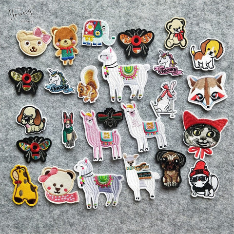 Mezcla de parches de hierro adhesivo de fusión caliente lindo Animal oveja abeja perro bordado apliques pegatinas chaqueta insignias DIY ropa accesorio ► Foto 1/5