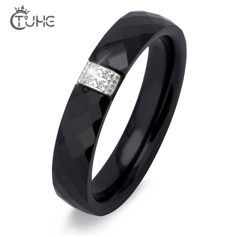 Único Anillos mujeres 3mm negro anillo de cerámica blanca para las mujeres India piedra boda Comfort Anillos compromiso joyería marca ► Foto 1/6