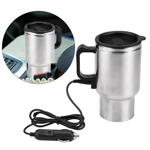 Taza de calefacción para vehículos, calentador de agua de acero inoxidable de 500ML y 12V para calentar café, accesorios de acero inoxidable ► Foto 1/6