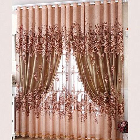 Cortinas de lujo modernas de estilo europeo, tul, cortinas para sala de estar, decoración moderna de gasa, cortina de cocina sólida pura ► Foto 1/6