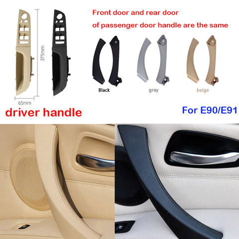 Manija interior para puerta de coche, asa interna para automóvil, con cubierta embellecedora y panel de tiro, reposabrazos en gris, beige y negro, parte derecha e izquierda, para BMW serie 3 E90 E91 328 330 335 ► Foto 1/6