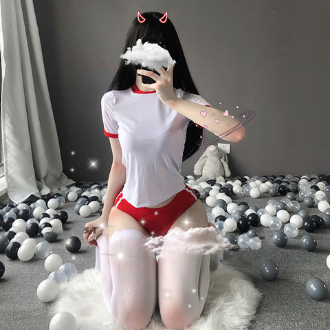 Traje de gimnasio para niñas, lencería Sexy, Cosplay de Anime, uniforme de tentación, conjunto de Roleplay para mujer ► Foto 1/6