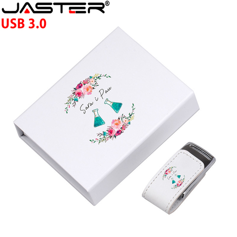 Memoria USB 3,0 de cuero con logotipo personalizado, unidad Flash de 4GB, 8GB, 16GB, 32GB, 64GB, 128GB, para fotografía de boda, disco en U ► Foto 1/6