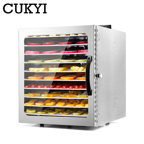 CUKYI 10 bandejas para alimentos deshidratador de acero inoxidable aperitivos deshidratación secadora vegetal de la fruta de la hierba carne máquina de secado 110V 220V, UE nos ► Foto 1/5