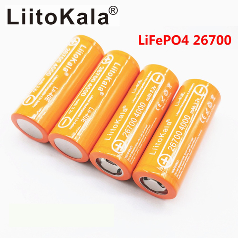 LiitoKala-batería recargable para luz solar, 3,2 V, Lifepo4, Lii-40E, 26700, 4000mAh, luz de advertencia, micrófonos ► Foto 1/6