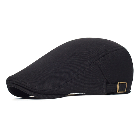 Gorros de algodón ajustables para hombre y mujer, Boina plana, suave, Color sólido, Unisex, Color negro y gris ► Foto 1/6