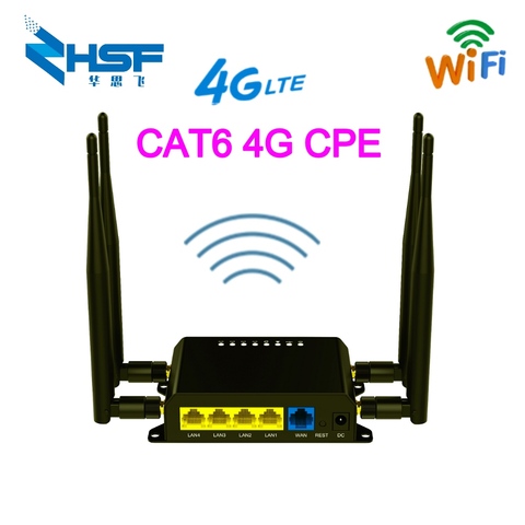 CAT6 desbloqueado 4G LTE Wifi Router interior Wireless CPE Router con tarjeta SIM ranura de hasta 32 para los usuarios de MC7455 para WiFiX Router ► Foto 1/6