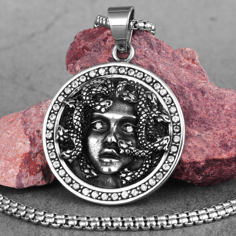 La mitología pelo de serpiente Medusa Banshee de acero inoxidable collares de hombres cadena para niño hombre joyería de la creatividad regalo venta al por mayor ► Foto 1/6