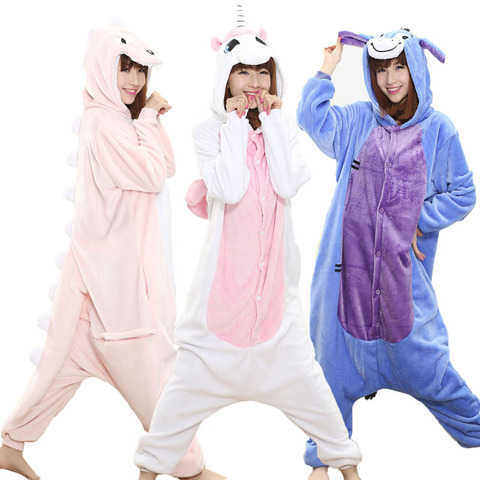 Animal Kigurumi Onesie adultos hombres y mujeres de ropa de dormir pijama suave de lujo Anime Unicornio Pijima en general ropa de una pieza ► Foto 1/6