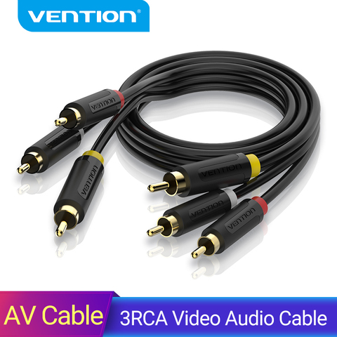 Vention-Cable de Audio 3RCA a 3RCA, chapado en oro, macho a macho, AV, para DVD, TV, VCD, Blueplayer, 1m/1,5 m/2m, Cable RCA ► Foto 1/6