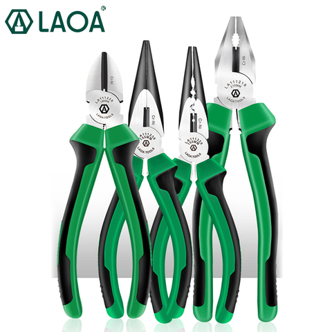 LAOA cr-ni alambres Alicates de punta larga alicates Diagonal Beading Cable Wire Side cutter Cutting nippers alicates joyería herramienta ► Foto 1/6