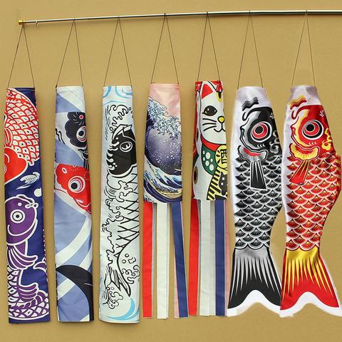 Cortavientos japonés con dibujo de pez, Streamer, Bandera de pez, Koinobori, colorido, de 70cm, Bandera de calcetín de viento de carpa, 140cm ► Foto 1/6
