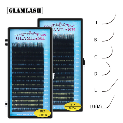 GLAMLASH Mix 7~15 mm 16 lines handmade korean pbt eyelash extension natural soft faux mink eyelashes lashes for extension ► Foto 1/6