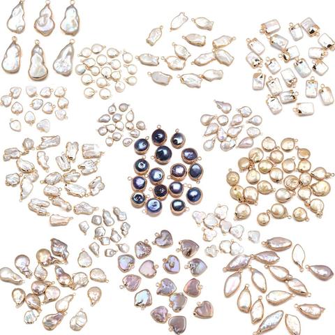 Colgantes de perlas naturales de agua dulce, dijes de forma irregular para fabricación de joyas, collares, pulseras y pendientes DIY, accesorios ► Foto 1/6