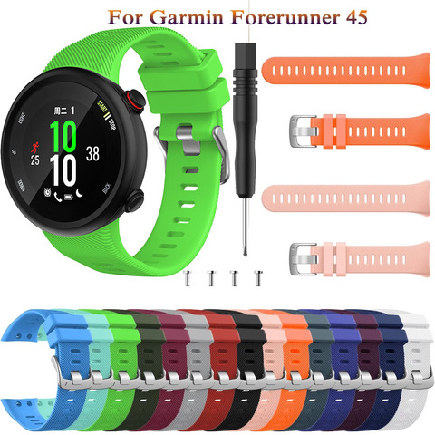 Banda de silicona para Garmin Forerunner 45 45s nadar 2 Correa de reloj de Correa de deporte de reemplazo de pulsera Correa con la herramienta de correas ► Foto 1/6