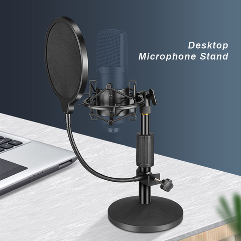 Micrófono de condensador USB profesional, soporte de sobremesa con soporte de montaje de choque, soporte Pop Filter mic para micrófono K669 k670 bm 800 ► Foto 1/6