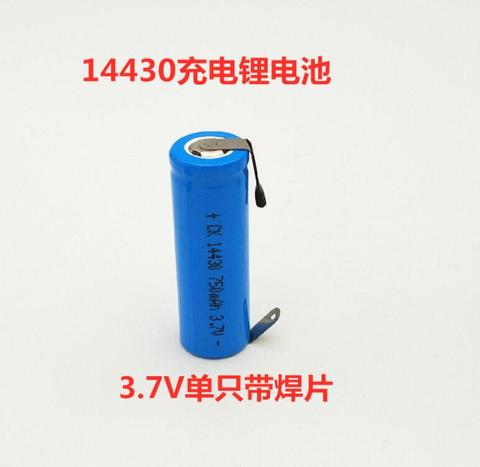 750mAh 3,7 V 14430 batería recargable de ión-litio 4/5AA de celda de Li-ion baterías para led linterna dispositivo digital con soldadura ► Foto 1/2