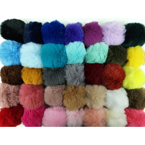 35 colores DIY 8cm pompón bola conejo Artificial Bola de Pelo con pequeñas cordón elástico para sombreros bolsas de zapatos bufandas guantes Accesorios ► Foto 1/6