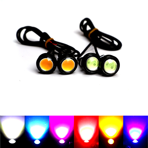 18/23 MM tipo ojo de águila para coche DRL Led luces de circulación diurna LED de respaldo 12V invertir estacionamiento señal automóviles lámparas DRL estilo de coche ► Foto 1/6