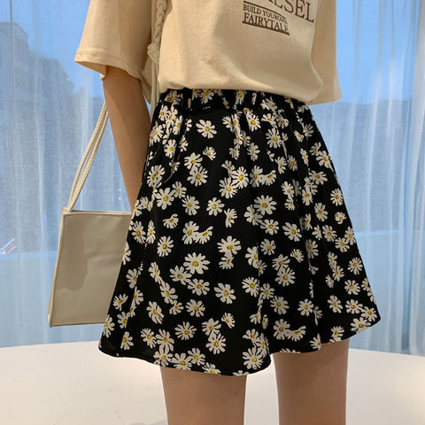 Harajuku-pantalones cortos de cintura elástica con estampado Floral para mujer, ropa de calle coreana plisada con volantes kawaii ► Foto 1/6