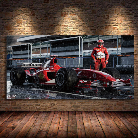 Ferrari-pintura al óleo de coches de carreras deporte, arte de pared, póster e impresiones, para decoración para sala de estar, sin marco, F2004, F1 ► Foto 1/6