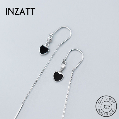 INZATT cadena minimalista negro esmalte corazón pendientes para las mujeres de moda de Plata de Ley 925 joyería fina lindo regalo ► Foto 1/6