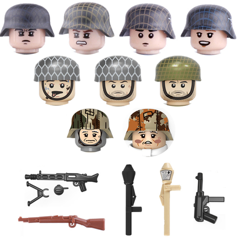 Figuras de soldados del ejército alemán de la Segunda Guerra Mundial, bloques de construcción con armas, soldados del ejército de la Segunda Guerra Mundial, figuras de 98K, accesorios y armas, casco ► Foto 1/1