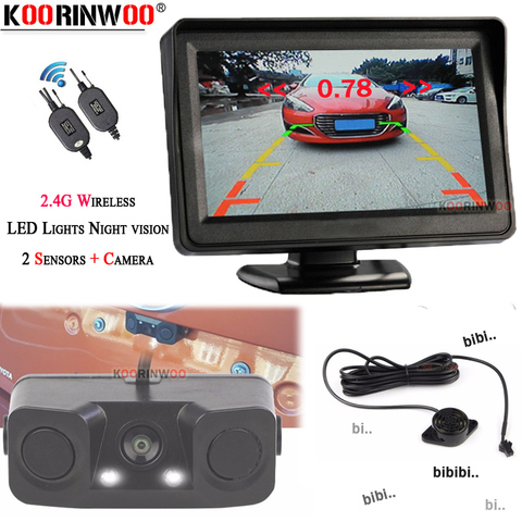 Koorinwoo coche inalámbrico Digital Monitor LCD Dash cámara de Vista trasera Reversible Parkmaster sensor de aparcamiento de alerta 2 Sistema de Detección de ► Foto 1/6