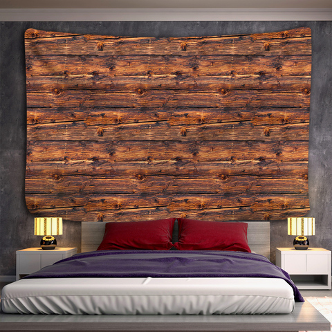 Tapiz geométrico Retro de grano de madera decoración colgante de pared de gran tamaño, decoración para el hogar, tela de fondo Bohemia para cabecera ► Foto 1/6