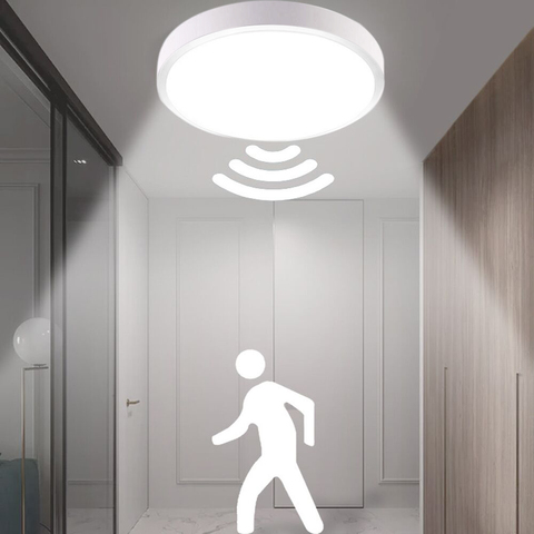 Luces LED de techo con Sensor de movimiento PIR, lámpara moderna de techo con Sensor de Radar de CA 85-265V, para sala de estar y interior, 12W, 18W ► Foto 1/6