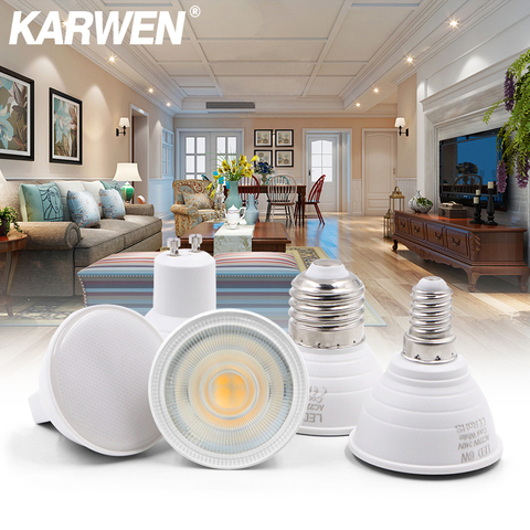 KARWEN Lampada LED lámpara 6W GU10 GU5.3 MR16 E27 E14 bombilla LED 220V Bombillas de foco LED Lampara luz del punto para la sala ► Foto 1/6