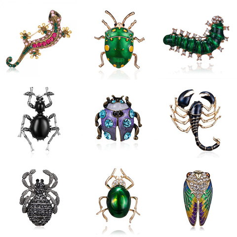 Broche de insecto, lagarto, mariquita, Araña, Gecko, diamantes de imitación, broche de esmalte Animal, Pins para mujeres y niñas, joyería para Festival de cumpleaños, regalo ► Foto 1/6