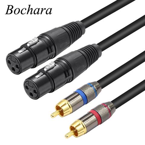 Bochara-Cable de Audio auxiliar, 1,5 m, 2RCA, macho a XLR Dual, hembra, OFC, blindado para mezclador amplificador ► Foto 1/6