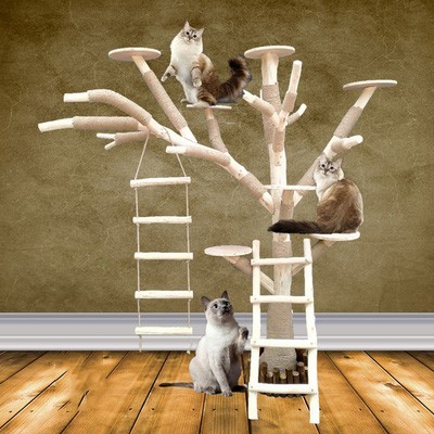 Árbol de imitación para gato, marco de escalada, falso árbol grande, forma del árbol, nido, plataforma para saltar, decoración de juguete para gato ► Foto 1/5