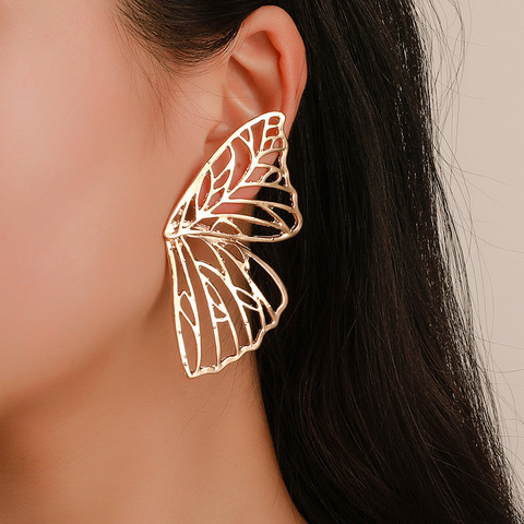 Cae como piedra hueco de oro mariposa pendiente con gota que cuelga para las mujeres de Metal grande colgante de ala pendiente joyería DE LA DECLARACIÓN ► Foto 1/6