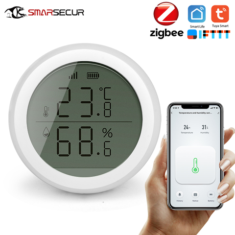 Hogar Inteligente Tuya Zigbee de temperatura y humedad Sensor de gran precisión T & H Sensor de trabajo con Hub de enlace con pantalla ► Foto 1/6