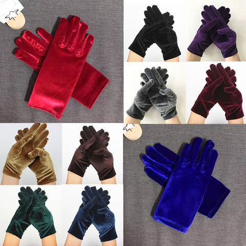 Guantes elásticos de terciopelo para mujer, manoplas térmicas lisas suaves, elegantes, para ciclismo, calentador de manos, oro nuevo ► Foto 1/6