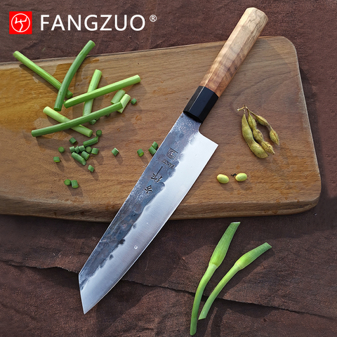 Cuchillo de Chef japonés de 8 pulgadas, utensilio de cocina profesional de acero compuesto de 3 capas de alto carbono, con forma de Kirin suke, 8Cr14CoMov ► Foto 1/6